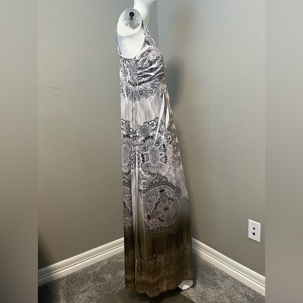 Apt. 9 Women’s Taupe and Grey Sleeveless Paisley Maxi Dress Size L - Picture 4 of 11